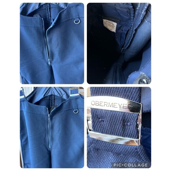 Obermeyer Men Ski Bib Pants Overalls 34 RL Wool Blend Padded Knees Navy Vtg - Picture 7 of 16